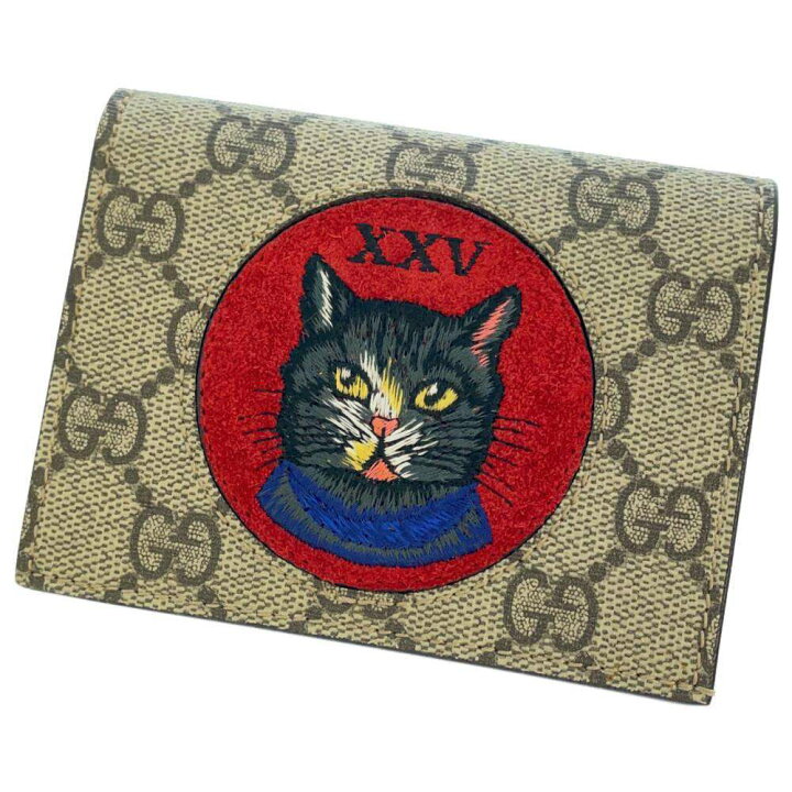 楽天市場】グッチ 二つ折り財布 ミスティックキャット GGスプリーム 