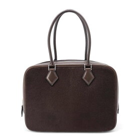 エルメス ハンドバッグ プリュム28 ブラウン/シルバー金具 ハラコ/スイフト □K刻印 【安心保証】 【中古】 エルメス バッグ エルメス HERMES BAG