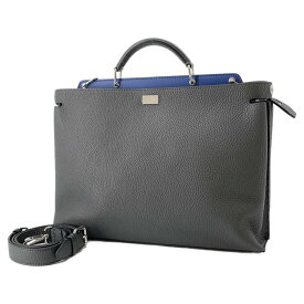 フェンディ ビジネスバッグ ピーカブー エッセンシャリー アイコニック 7VA476 FENDI 2way ショルダーバッグ メンズ グレー 【安心保証】 【中古】 フェンディ バッグ フェンディ メンズ FENDI BAG 中古