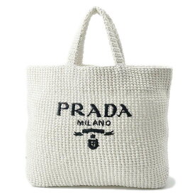 プラダ トートバッグ クロシェ ロゴ ラフィア 1BG392 PRADA かごバッグ 白 【中古】 プラダ バッグ プラダ レディース PRADA BAG