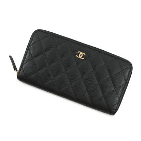 シャネル 長財布 クラシック ロング ジップ ウォレット ココマーク マトラッセ キャビアスキン AP0242 CHANEL 黒 【安心保証】 【中古】 シャネル 長財布 シャネル レディース CHANEL WALLET