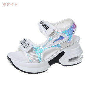 スポーツサンダル サンダル レディース スポサン 厚底 マジックテープ ブラック ベルクロ スポーツさんだる ビーチサンダル 歩きやすい アウトドア おしゃれ ラメ キラキラ グリッター 小さ