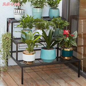 フラワースタンド アイアンラック3段 ブラック フラワーシェルフ ガーデンラック組み立て簡単 花台 インテリア ガーデニング おしゃれ 金属製 多肉植物 棚 園芸ラック ガーデン 植物小屋 植