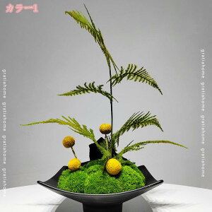 フラワーアレンジメント 陶器付き造花 卓上 人工苔 和モダン インテリアグリーン ミニチュア庭 店舗 玄関 リビング ホテルロビー 侘び寂び風 ディスプレイ 長持ち 耐久 耐退色 フェイクモス