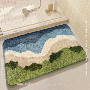 300円OFFクーポン 浴室足ふきマット バスマット 吸水 速乾 お風呂 ボタニカル 丸洗い 柔らかい ふわふわ 浴室 洗面所 バスルーム ラグ 滑り止め 洗える マイクロファイバー ふわふわ カーペッ