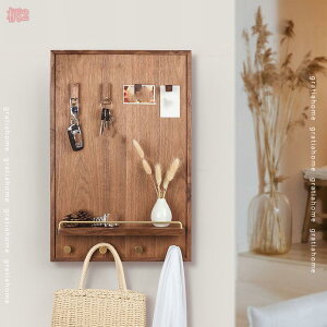 オープンシェルフ 鍵掛け 小物落下防止 キーフック 壁掛け 木製 置き棚 アンティーク調 玄関 廊下 リビング ウォールシェルフ ウォールデコ 横型/縦型 使いやすい 収納フック レターラック g