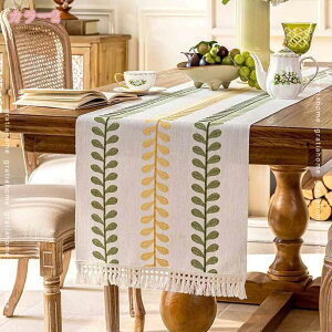 300円OFFクーポン テーブルランナー タッセル付き 無地北欧 テーブルクロス モダン おしゃれ ボタニカル 柄 リネン風 シンプル デザイン エレガント 和風 上品 コー ディネート テーブルラン