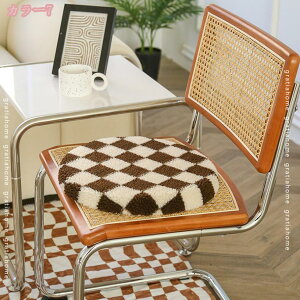 座布団 ざぶとん シートクッション クッション チェック柄 おしゃれ 円形 丸いシンプル かわいい ふわふわ 座り心地いい 可愛い ザブトン 在宅勤務 オフィス 車 椅子用 春夏 秋冬 gratiahome