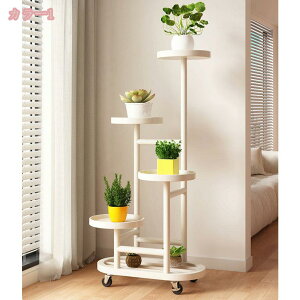 4段金属プラントスタンド 屋内屋外用 キャスター付き リビングルーム バルコニー ガーデンパティオ用 フラワースタンド 植木鉢スタンド ガーデニングスタンド 植物スタンド 多機能収納ラ