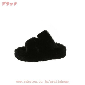ファーサンダル 厚底 ミュール レディース 黒 秋冬 カジュアル フラット ぺたんこ スリッパ 秋 シューズ ルームシューズ オープントゥ ローヒール 歩きやすい ファー付き もこもこ 暖かい バ