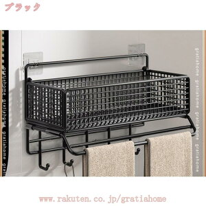 1000円OFFクーポン 浴室用ラック シャワーラック タオル掛け お風呂 ラック 強力粘着固定 防水 防錆 水切り 小物収納 キッチンブラック お風呂の壁に 風呂場洗面所収納壁掛け棚 収納ラック ト