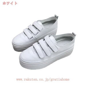 白 スニーカー レディース 厚底 大きいサイズ 小さいサイズ カジュアル ローカット スニーカー ベルクロ デッキシューズ 春夏 秋冬 美脚 痛くない ファッション シンプル ぺたんこ 靴 歩きや