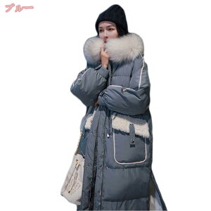 ダウンコート レディース 冬 ダウンジャケット フード付き 韓国風 ロングコート スタンドカラー ポケット付き 中綿 アウター 体型カバー ゆったり 前開き 軽量 厚手 暖かい 防寒 着痩せ 撥水