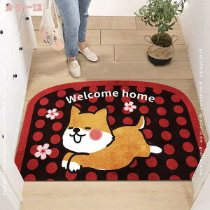 300円OFFクーポン ドアマット 屋外 玄関マット 屋内室外兼用可能 可愛い コーキ柄 柴犬柄 ウェルカムマット 足元マット 吸水 泥落とし 埃 雨 対応 エントランスマット 長方形 滑り止め 掃除易