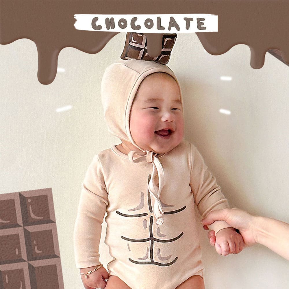 楽天市場】ベビー服 ロンパース チョコレート 長袖 おもしろ 赤ちゃん