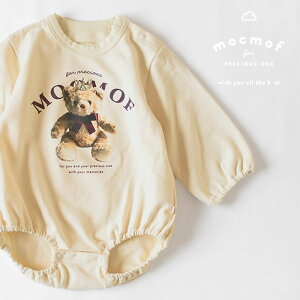 mocmof 綿100% くま スウェット ロンパース ベビー服 くまちゃん くまさん ろんぱーす 足なし 薄手 厚手 男の子 女の子 パン 70 80 ベビー 熊 赤ちゃん 服 長袖 秋 冬 春 総柄 スエット トレーナー