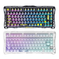 GravaStar Mercury K1 Lite 日本語配列 JIS ゲーミングキーボード 透明 ワイヤレス 無線 オーロラ ブルー…