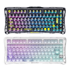 GravaStar Mercury K1 Lite 日本語配列 JIS ゲーミングキーボード 透明 ワイヤレス 無線 オーロラ ブルー 75% テンキーレス Bluetooth 2.4GHz 有線 メカニカル ホットスワップ ガスケットマウント RGBライト Windows Mac 国内正規品 グラバスター