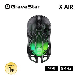 GravaStar Mercury X Air �Q�[�~���O�}�E�X ���C�����X 8KHz 8000Hz 56g ���y�� �}�O�l�V�E������ PixArt G3950 32000DPI 0.125ms��x�� 113���ԃo�b�e���[ 2.4GHz Bluetooth USB-C RGB FPS e�X�|�[�c�Ή�