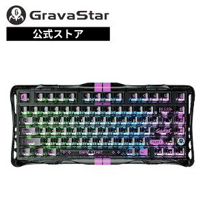 GravaStar Mercury V75 Lite �g�����X�y�A�����g�u���b�N ���C�����X ���J�j�J���L�[�{�[�h 75% Bluetooth 2.4GHz USB-C RGB �z�b�g�X���b�v �Q�[�~���O�L�[�{�[�h �g���C���[�h�ڑ� �R���p�N�g �O���o�X�^