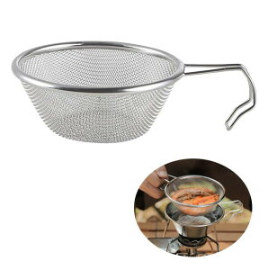 Zhejia シェラカップ用 ザル ざる ステンレス 茶こし すくい上げ 水切り 軽量 耐久性 持ちやすい 片手ハンドル 携帯 シンプル アウトドア キャンプ 登山 調理器具 キャンプ用品