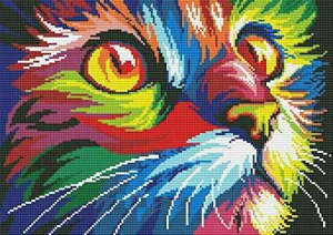 Colorful cat in dark counted cross stitch kits 14 ct, LƐFANXXeb`Lbg156*130 |CgA40*33cm NXXeb`