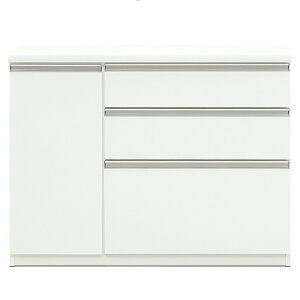 【開梱設置付】キッチンカウンター 120 ダスト収納 北欧 キッチン収納 作業台 カウンター 間仕切り 背面化粧仕上げ おしゃれ 引出し ホワイト ブラウン メラミン モーションレール 木目 送料