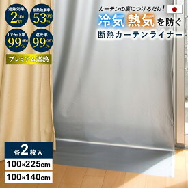 断熱カーテンライナー 省エネ対策 遮熱 遮光 冷気・熱気をカット 断熱対策 冷気 抗菌 防カビ 100×140cm 100×225cm 取付け簡単 UVカット率99％ 寒さ対策 防寒 冷気を防ぐ 窓 家具の色褪せ防止 無地 シンプル シルバー2枚入 断熱カーテンライナープレミアム ドリス 送料無料