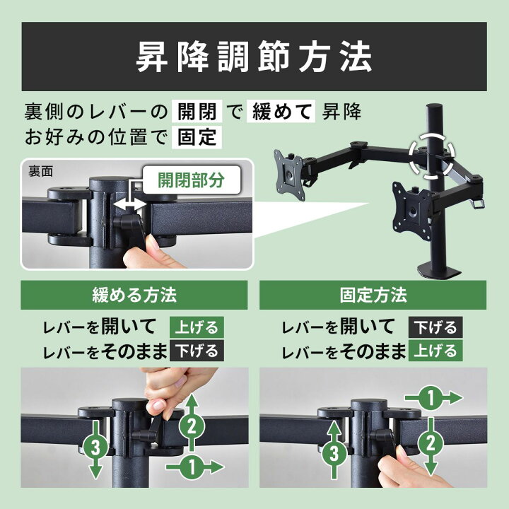 楽天市場】モニターアーム ディスプレイアーム デュアル 液晶モニター 