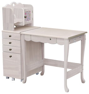 学習机 勉強机 コンパクト キッズデスク シンプル かわいい キュート プリティ お姫様 女の子 プリンセス エレガント ハート形 扉フォトフレーム 上棚 ワゴン 自由に設置 パール塗装 新学期