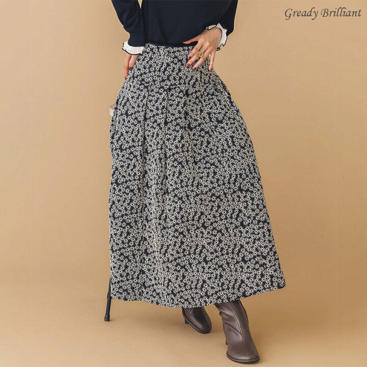 楽天市場】LU花刺繍タックフレアスカート : Gready Brilliant