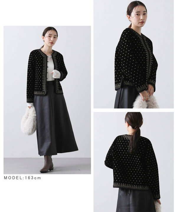 楽天市場】ベロア金刺繍ノーカラージャケット : Gready Brilliant