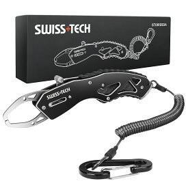 SWISS+TECH フィッシュグリップ フィッシュキャッチャー 魚掴み器 アルミ製 釣り道具 魚つかみ 軽量 コンパクト 海釣り 池釣り バス釣り 沖釣り 船釣り ランガン サビキ釣り 穴釣り