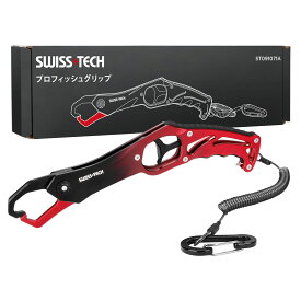 SWISS+TECH フィッシュグリップ フィッシュキャッチャー 魚つかみ アルミ合金製 サビに強い 耐荷重20kg 釣り道具 軽量 コンパクト ロープ カラビナ付き 紛失防止 海釣り 池釣り 穴釣り