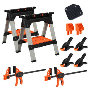 PONY �\�[�z�[�X 2��Z�b�g 300mmF�N�����v×2�t �X�v�����O�N�����v×4�t ��Ƒ� ���[�N�e�[�u�� �ω׏d544kg �X�`�[���Œ葫 DIY ���j��H �؍H�H��
