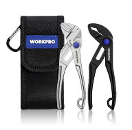 WORKPRO ウォータポンププライヤー プライヤーレンチ 2点セット 全長108mm 口開幅クイック調整ボタン つ…