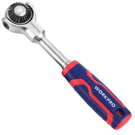 WORKPRO スイベルラチェットハンドル 調節可能ラチェットレンチ 多機能ラチェットレンチ マルチラチェット スパナレンチ 差込角6.35mm 全長約150mm 首振りタイプ ヘッド部270度調節 回転方向切替簡単 72山ギア
