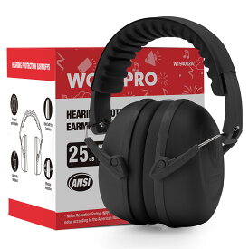 [WORKPRO] イヤーマフ 子供用 防音イヤーマフ 防音値 NRR25dB 安全イヤーマフ 防音 聴覚過敏 睡眠用 遮音 聴覚保護 学生用 キッズ用イヤーマフ 耳カバー 耳あて騒音対策 長さ調整可能 折りたたみ型 柔らかいイヤークッション【ブラック】