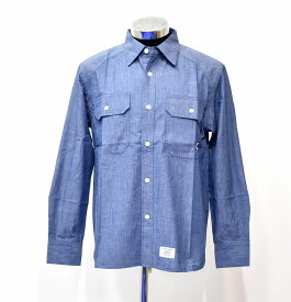 【新品】WTAPS （ダブルタップス）CELL LS / SHIRT. COTTON. CHAMBRAY 181BRDT-SHM02 デニム ロング シャツ 長袖 シャンブレー ワークシャツ INDIGO 01 S ミリタリー MILITARY ユーティリティ MADE IN JAPAN ARMY アーミーWORK LOGO ロゴ カバーオール ダンガリー ストリート