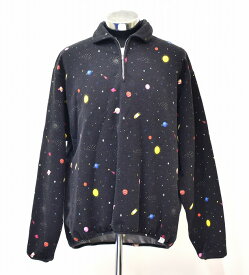 【中古】BEDWIN & THE HEARTBREAKERS (ベドウィン&ザ・ハートブレイカーズ) HALF ZIP SWEAT SHIRT "FITZPATRICK"　ハーフジップ スウェットシャツ 総柄 ギャラクシー SPACE トレーナー ブルゾン L/S 長袖 フィッツパトリック Cosmo BLACK 4 カーディガン ストリート