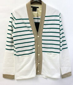 【新品】 KIIT （キート） ボーダーカーディガン WHITE×GREEN 2　CARDIGAN カットソー