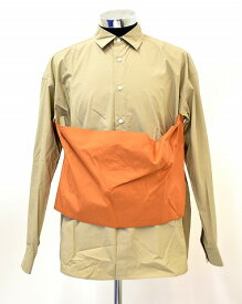 【新品】MISTERGENTLEMAN (ミスタージェントルマン) FABRIC ATTACHED L/S SHIRT ファブリック アタッチド 長袖シャツ デザイン BEIGE×ORANGE L Mr.GENTLEMAN MADE IN JAPAN　MGR-SH15