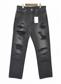 【新品】 MISTERGENTLEMAN (ミスタージェントルマン) CRUSHED STRAIGHT DENIM PANTS クラッシュド ストレート デニムパンツ JEANS ジーンズ used 加工 MG-DE03 NEW BLACK 34 Mr.GENTLEMAN　MADE in JAPAN