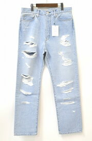 【新品】 MISTERGENTLEMAN (ミスタージェントルマン) CRUSHED STRAIGHT DENIM PANTS クラッシュド ストレート デニムパンツ JEANS ジーンズ used 加工 MG-DE03 ICE BLUE 34 Mr.GENTLEMAN　MADE in JAPAN