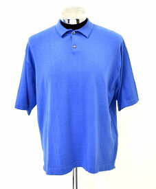 【新品】 KIIT （キート）16G ガス焼き梳毛糸ニット ポロシャツ KNIT POLO SHIRT BLUE 2 S/S 半袖