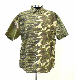 【新品】 MISTERGENTLEMAN （ミスタージェントルマン ）CAMO S/S MODERN SHIRT MIX カモ ミックス 半袖シャツ クレイジーパターン 迷彩 カモフラージュ MGS-SSH03 切替 L プリント タイガー リーフ デザート ウッドランド Mr.GENTLEMAN MADE IN JAPAN