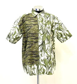 【新品】 MISTERGENTLEMAN （ミスタージェントルマン ）HALF SWITCHED S/S MODERN SHIRT ハーフスイッチ 半袖 モダンシャツ FLOWER×TIGER カモ 半袖シャツ 迷彩 カモフラージュ MGS-SSH12 切替 L プリント MADE IN JAPAN フラワー×タイガーカモ Mr.GENTLEMAN