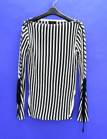 【新品同様】G.V.G.V.（ジーヴィジーヴィ）ストライプ レースアップ ブラウス カットソー STRIPE LACE UP BLACK/WHITE XS GVGV