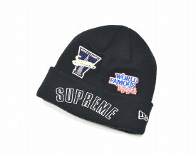 【中古】 Supreme （シュプリーム）New Era Championship Beanie　ニューエラ チャンピオンシップ ビーニー KNIT CAP ニットキャップ ワッチキャップ WATCH CAP 刺繍 ワッペン BOX LOGO ボックスロゴ アーチロゴ MLB 大リーグ BLACK FREE HAT 帽子