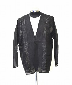 【新品】 SEAN NISH （ショーンニッシュ）LAPELLESS JACKET ラペルレス ジャケット L/S 長袖 カーディガン テーラード ブルゾン シャツ おしゃれ #N27 BLACK FREE MADE IN JAPAN　シースルー COTTON 総柄